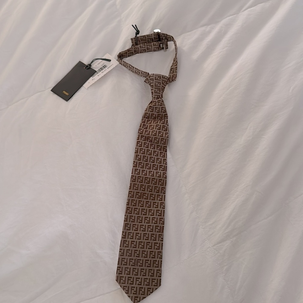 Brand New Fendi Boys Logo Tie | Designer Italian Luxury | Statement Accessory - Picture 2 of 7